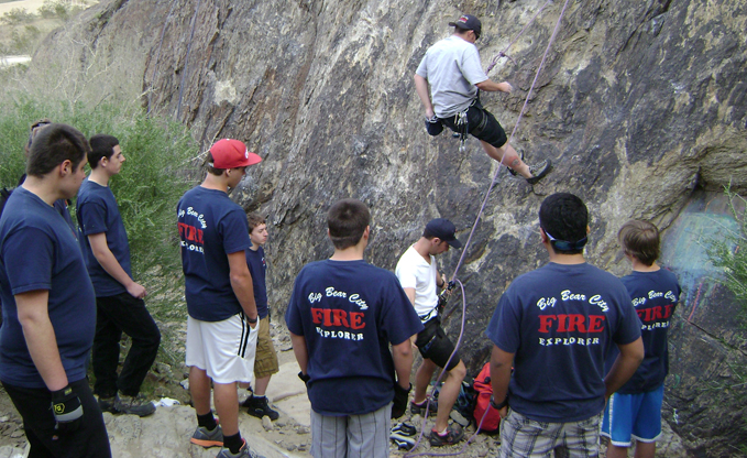 Fire Explorers rock climbing